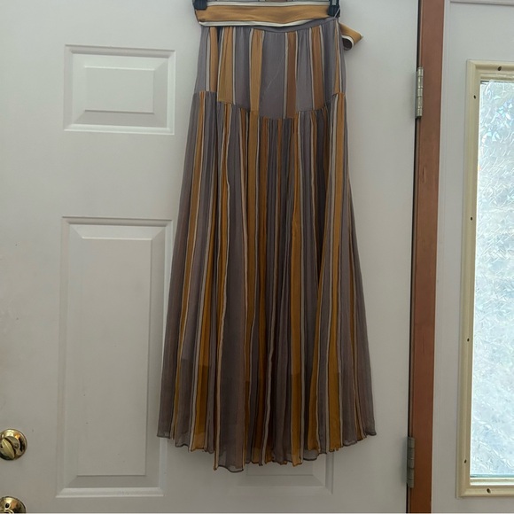 Sold out style! Zimmerman silk stripe belted midi skirt size 0 us size 4 - Picture 6 of 13